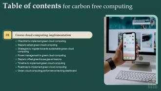 Carbon Free Computing For Table Of Contents Ppt Ideas Example File
