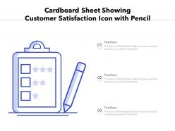Cardboard sheet showing customer satisfaction icon with pencil