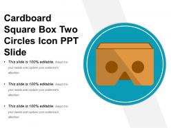 Cardboard square box two circles icon ppt slide
