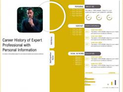 Career history of expert professional with personal information