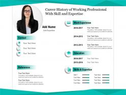 Career History Of Working Professional With Skill And Expertise