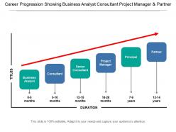 Career progression showing business analyst consultant project manager and partner