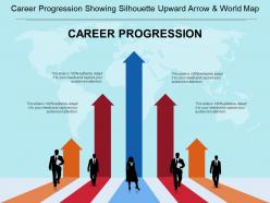Career progression showing silhouette upward arrow and world map