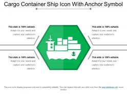 Cargo container ship icon with anchor symbol