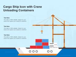 Cargo ship icon with crane unloading containers