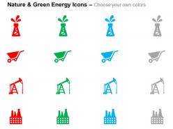 Cart crane building green energy plant ppt icons graphics