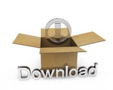 Carton with download option stock photo