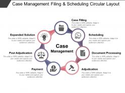Case management filing and scheduling circular layout