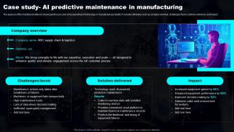 Case Study AI Predictive Maintenance In Transforming Industries With AI ML And NLP Strategy