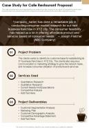 Case Study For Cafe Restaurant Proposal One Pager Sample Example Document