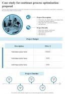 Case Study For Continues Process Optimization Proposal One Pager Sample Example Document