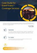 Case Study For Event Video Coverage Services One Pager Sample Example Document