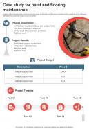 Case Study For Paint And Flooring Maintenance One Pager Sample Example Document