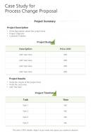 Case Study For Process Change Proposal One Pager Sample Example Document