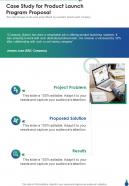 Case Study For Product Launch Program Proposal One Pager Sample Example Document