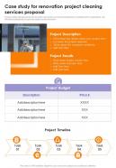 Case Study For Renovation Project Cleaning Services Proposal One Pager Sample Example Document
