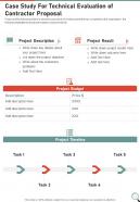 Case Study For Technical Evaluation Of Contractor Proposal One Pager Sample Example Document