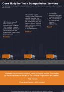 Case Study For Truck Transportation Services One Pager Sample Example Document
