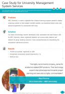 Case Study For University Management System Services One Pager Sample Example Document