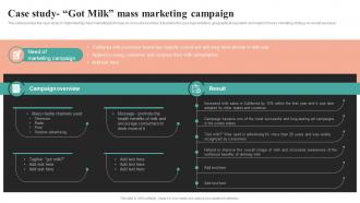 Case Study Got Milk Mass Marketing Campaign Comprehensive Summary Of Mass MKT SS V