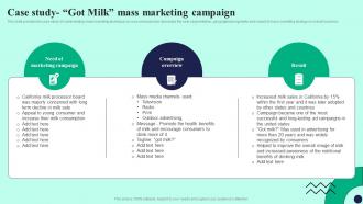Case Study Got Milk Mass Marketing Campaign Detailed Guide To Mass Marketing MKT SS V