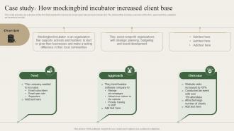 Case Study How Mockingbird Incubator Increased Client Base Charity Marketing Strategy MKT SS V