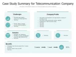 Case study summary for telecommunication company