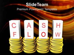 Cash and flow on golden coins failure powerpoint templates ppt themes and graphics 0213