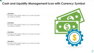 Cash and liquidity management icon with currency symbol
