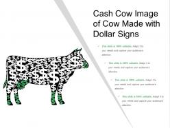Cash cow image of cow made with dollar signs