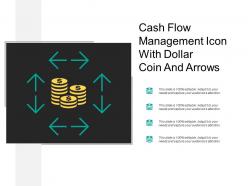 Cash flow management icon with dollar coin and arrows