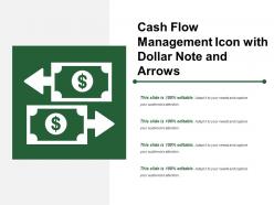 Cash flow management icon with dollar note and arrows