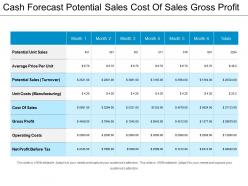 Cash forecast potential sales cost of sales gross profit