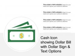 Cash icon showing dollar bill with dollar sign and text options