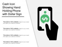 Cash icon showing hand holding phone with dollar sign
