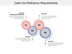 Cash out refinance requirements ppt powerpoint presentation visual aids backgrounds cpb