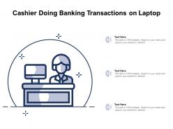 Cashier doing banking transactions on laptop