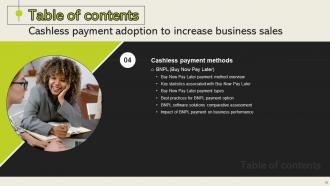 Cashless Payment Adoption To Increase Business Sales Powerpoint Presentation Slides Professional Researched