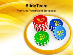 Casino chips on white board powerpoint templates ppt backgrounds for slides 0213