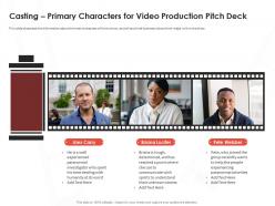 Casting Primary Characters For Video Production Pitch Deck