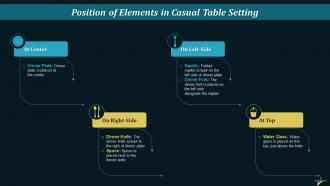 Casual Table Setting Guide For Hospitality Industry Training Ppt Content Ready Slides