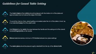 Casual Table Setting Guide For Hospitality Industry Training Ppt Editable Slides