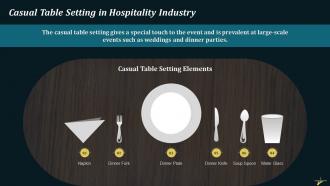 Casual Table Setting In Hospitality Industry Training Ppt