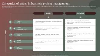 Categories Of Issues In Business Project Management
