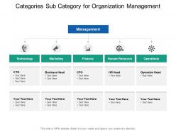 Categories sub category for organization management