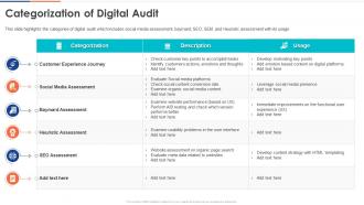 Categorization Of Digital Audit Digital Audit To Evaluate Brand Ppt Demonstration
