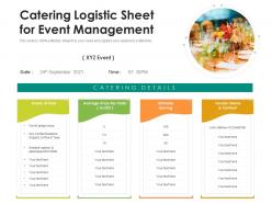 Catering Logistic Sheet For Event Management