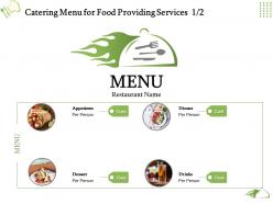 Catering menu for food providing services ppt powerpoint presentation designs