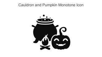 Cauldron And Pumpkin Monotone Icon In Powerpoint Pptx Png And Editable Eps Format