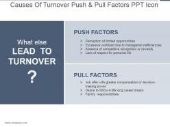 Causes of turnover push and pull factors ppt icon